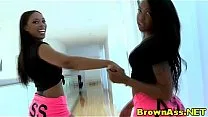 Tight ebony booty duo cumshot together