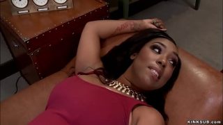 Therapist Francesca Le gives therapy to big ass anal addicted ebony patient Lisa Tiffian then anal fucks her bent over table in the office