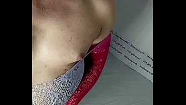 Masturbation with penis while enlarging my shemale nipples